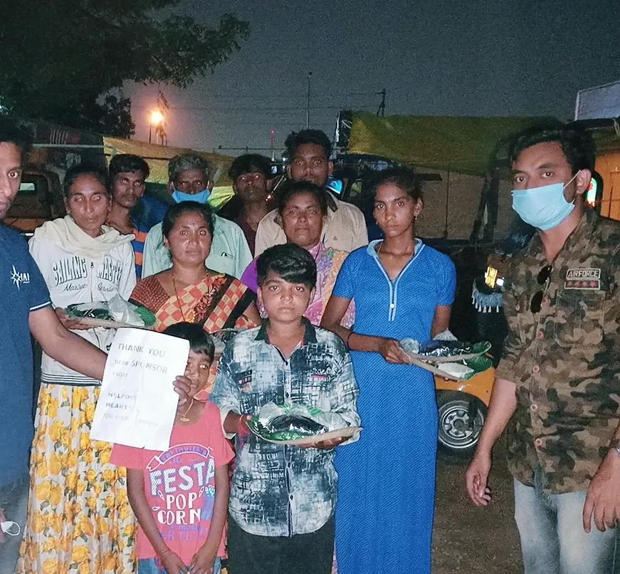 Family thanking their sponsor