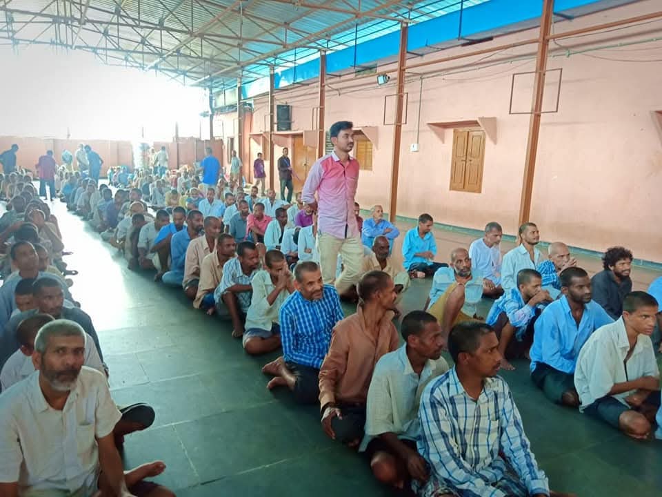 Volunteers with ashram residents