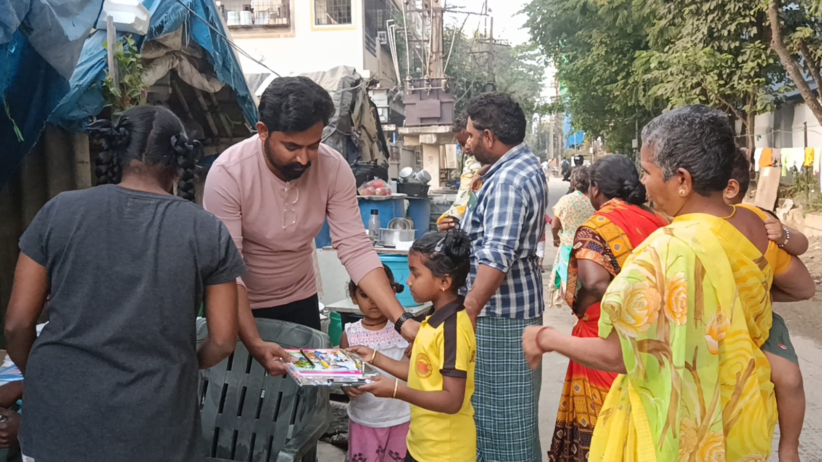 Child receiving a gift chart