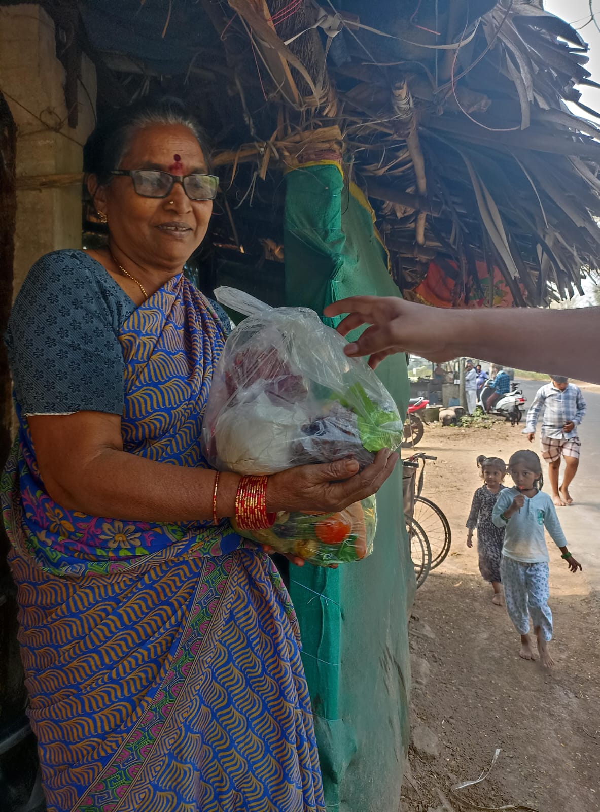 Vegetable kit delivered to a woman