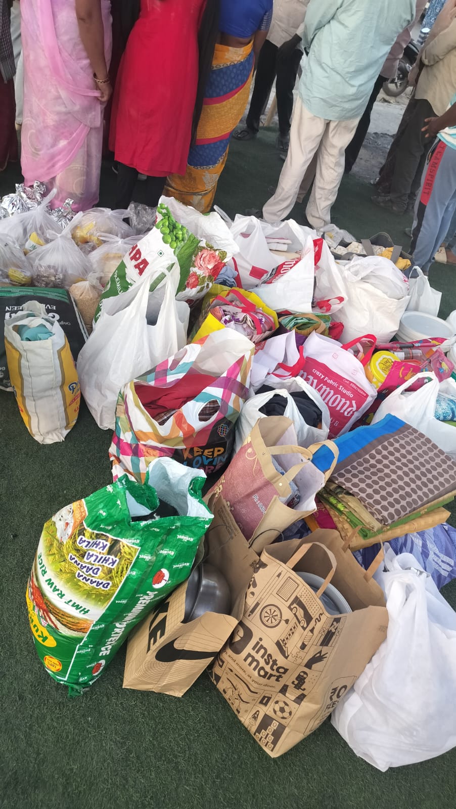 Donated groceries and essentials collected